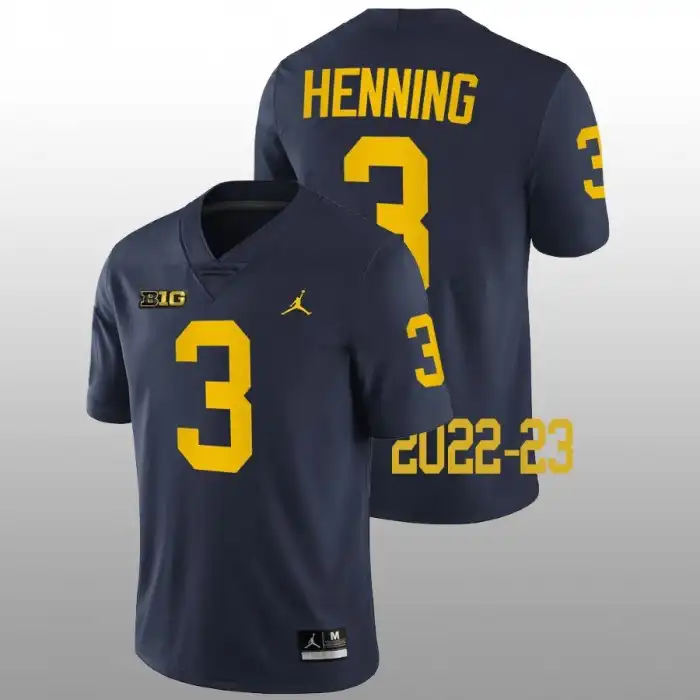 Michigan Wolverines Men's A.J. Henning #3 Navy 2022-23 Game College Football Jersey 2415QKSR6