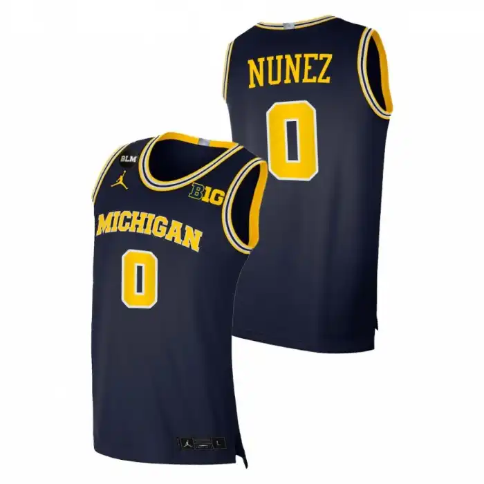 Michigan Wolverines Men's Adrien Nunez #0 BLM Navy College Basketball Jersey 2415DJQM3