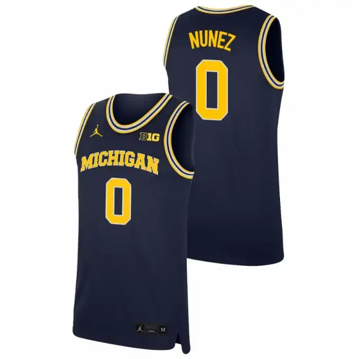 Michigan Wolverines Men's Adrien Nunez #0 Replica Navy College Basketball Jersey 2415MBRV2