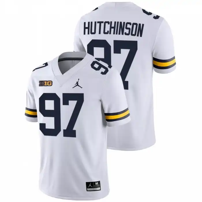 Michigan Wolverines Men's Aidan Hutchinson #97 Game White College Football Jersey 2415JQUI4