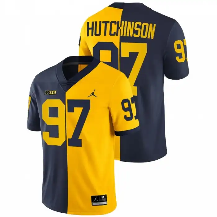 Michigan Wolverines Men's Aidan Hutchinson #97 Navy 2021-22 Split Edition Maize College Football Jersey 2415MDDL8