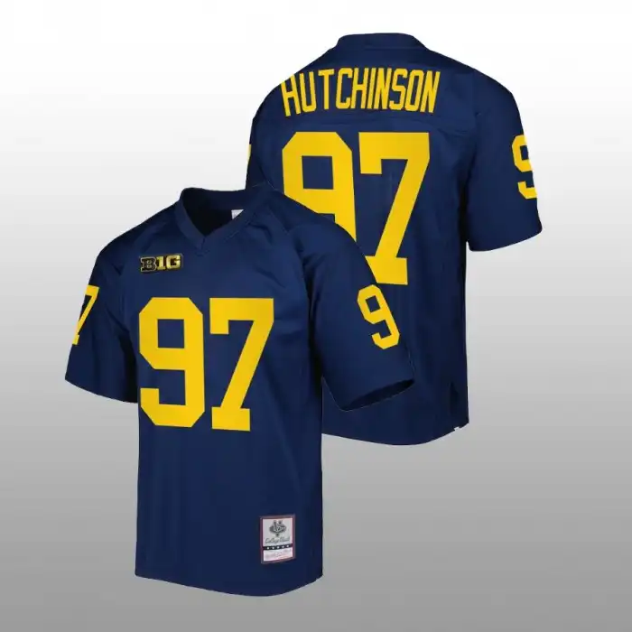 Michigan Wolverines Men's Aidan Hutchinson #97 Navy Mitchell Ness Authentic College Football Jersey 2415JTIU4