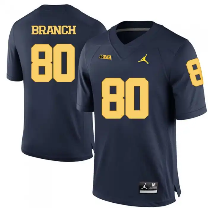 Michigan Wolverines Men's Alan Branch #80 Blue Navy College Football Jersey 2415RRSQ5