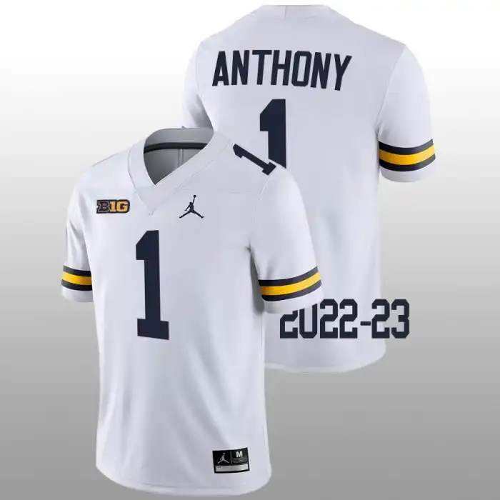 Michigan Wolverines Men's Andrel Anthony #1 White 2022-23 Game College Football Jersey 2415EMBU6