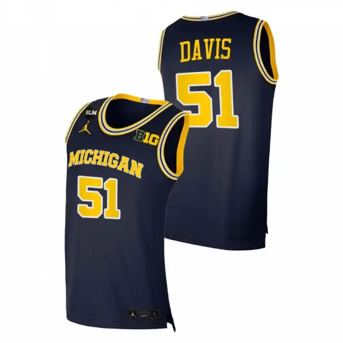 Michigan Wolverines Men's Austin Davis #51 BLM Navy College Basketball Jersey 2415XXPH4