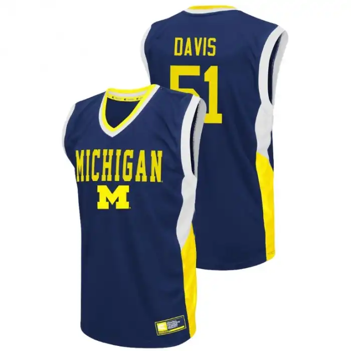 Michigan Wolverines Men's Austin Davis #51 Fadeaway Blue College Basketball Jersey 2415BSDM0