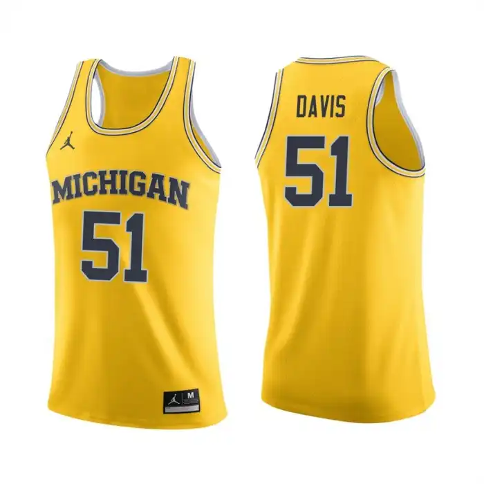 Michigan Wolverines Men's Austin Davis #51 Maize College Basketball Jersey 2415MGMG3