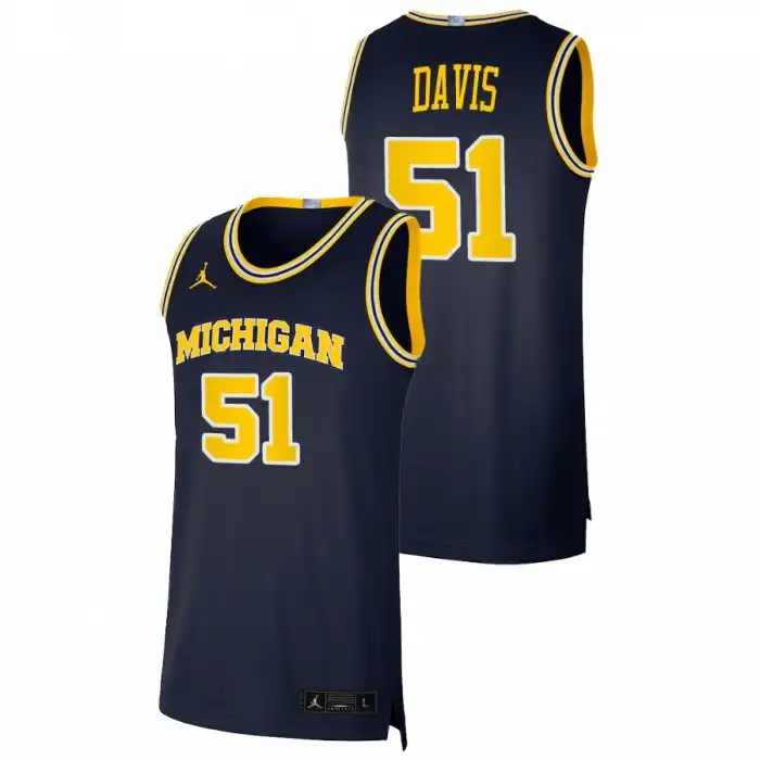 Michigan Wolverines Men's Austin Davis #51 Navy 2021 Swingman Dri-FIT College Basketball Jersey 2415ZHRI0