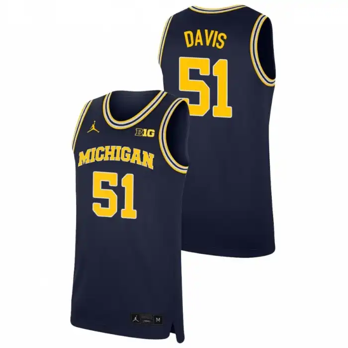 Michigan Wolverines Men's Austin Davis #51 Replica Navy College Basketball Jersey 2415RZBG6