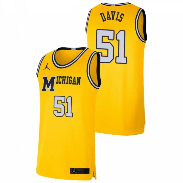 Michigan Wolverines Men's Austin Davis #51 Retro Maize Limited College Basketball Jersey 2415KPPM7