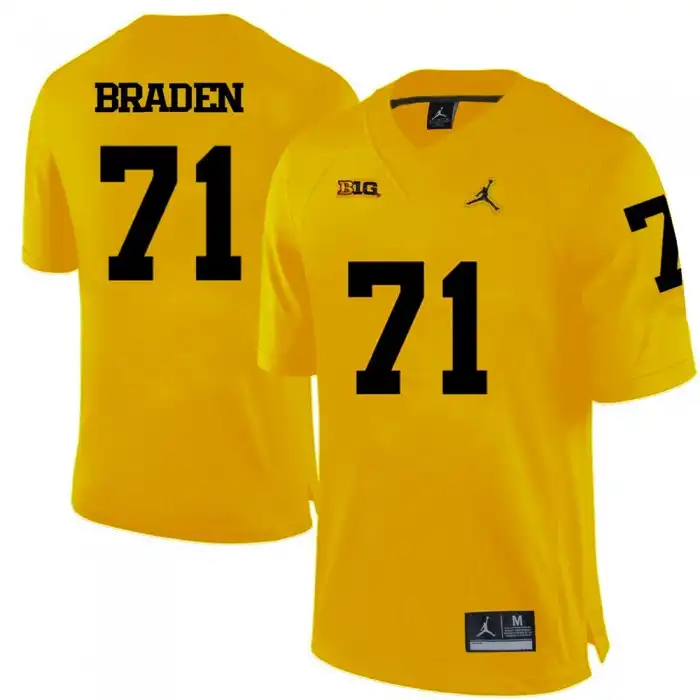 Michigan Wolverines Men's Ben Brade #71 n Yellow College Football Jersey 2415UYBO5