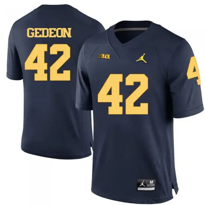 Michigan Wolverines Men's Ben Gedeon #42 Blue Navy College Football Jersey 2415ZITX4