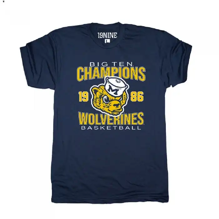 Michigan Wolverines Men's Big Ten Champs 1986 Navy Vintage College Football T-Shirt 2415XABF6