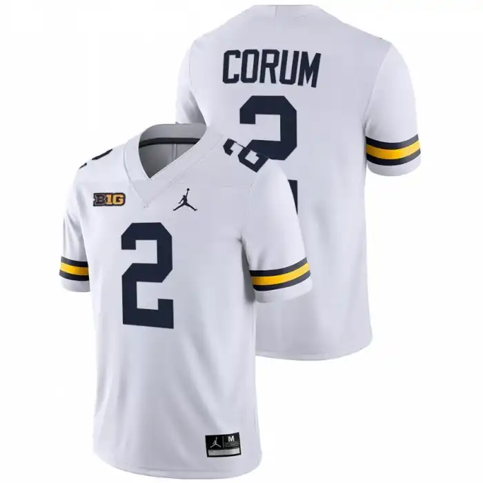 Michigan Wolverines Men's Blake Corum #2 Game White College Football Jersey 2415XREL7