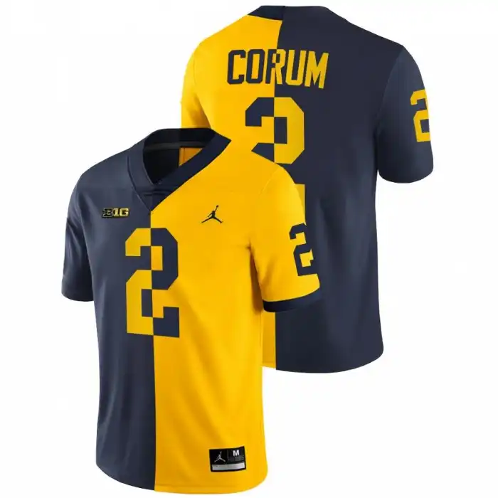 Michigan Wolverines Men's Blake Corum #2 Navy 2021-22 Split Edition Maize College Football Jersey 2415JMDT4