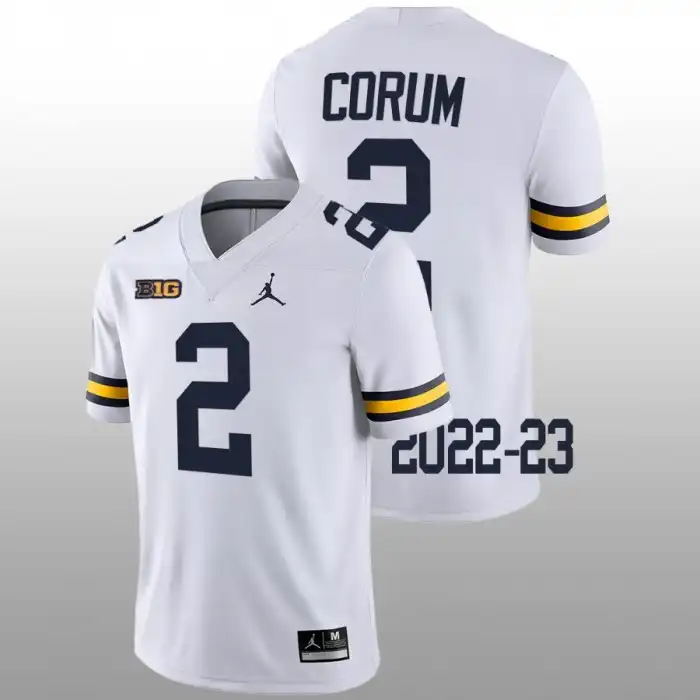 Michigan Wolverines Men's Blake Corum #2 White 2022-23 Game College Football Jersey 2415UYEE7