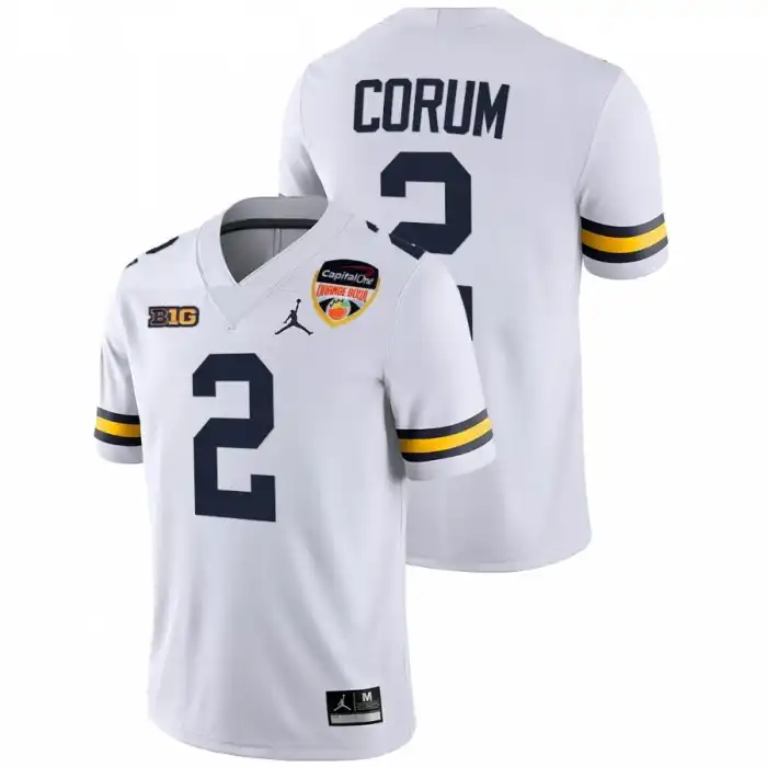 Michigan Wolverines Men's Blake Corum #2 White Playoff 2021 Orange Bowl College Football Jersey 2415KNQI8