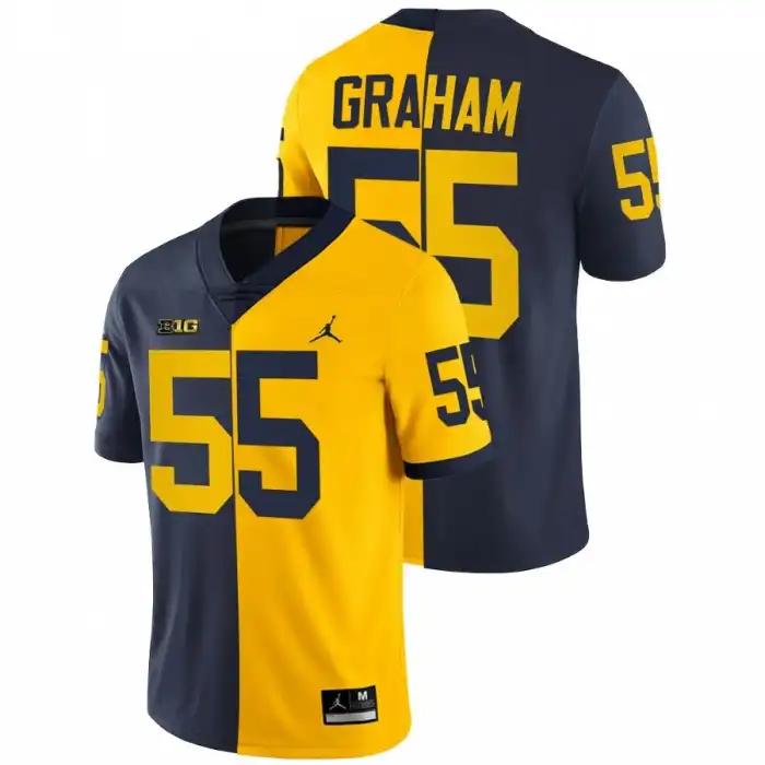 Michigan Wolverines Men's Brandon Graham #55 Maize Navy Alumni Split Edition NFL College Football Jersey 2415JISV5