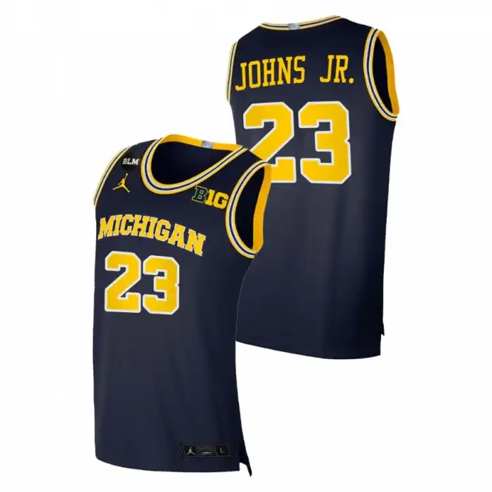 Michigan Wolverines Men's Brandon Johns Jr. #23 BLM Navy College Basketball Jersey 2415ILOO5