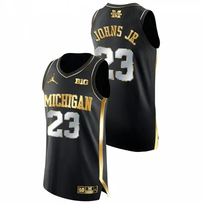 Michigan Wolverines Men's Brandon Johns Jr. #23 Black Golden Edition College Basketball Jersey 2415DHFV0