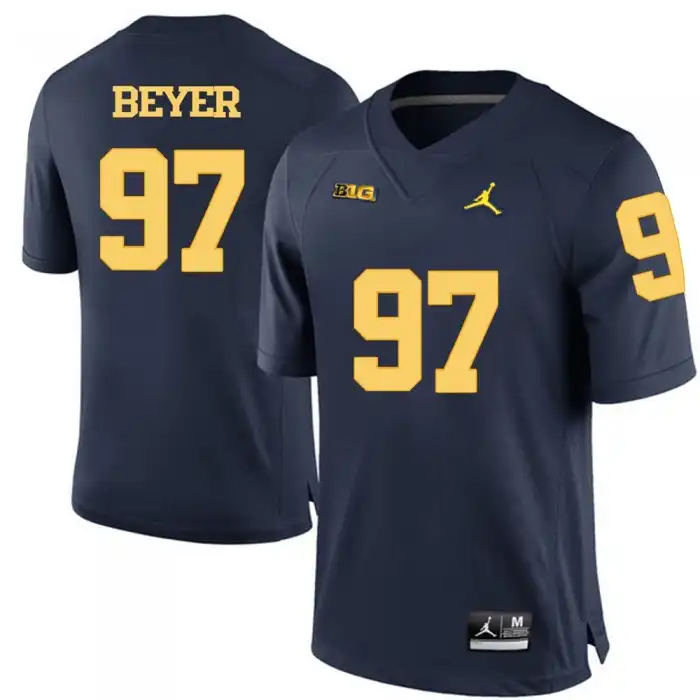 Michigan Wolverines Men's Brennen Beyer #97 Blue Navy College Football Jersey 2415EWYA2