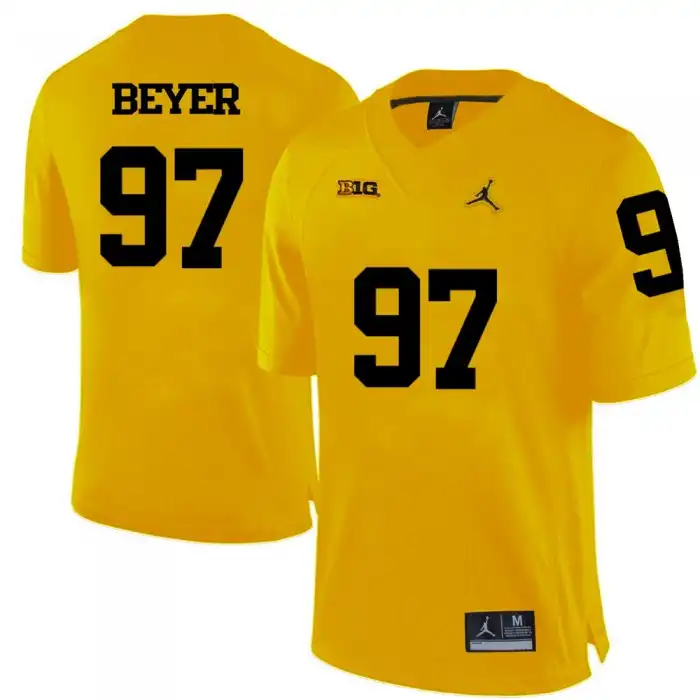 Michigan Wolverines Men's Brennen Beyer #97 Yellow College Football Jersey 2415OOID5