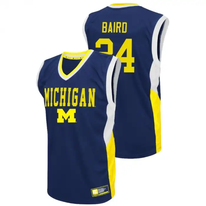 Michigan Wolverines Men's C.J. Baird #24 Fadeaway Blue College Basketball Jersey 2415VMKX6