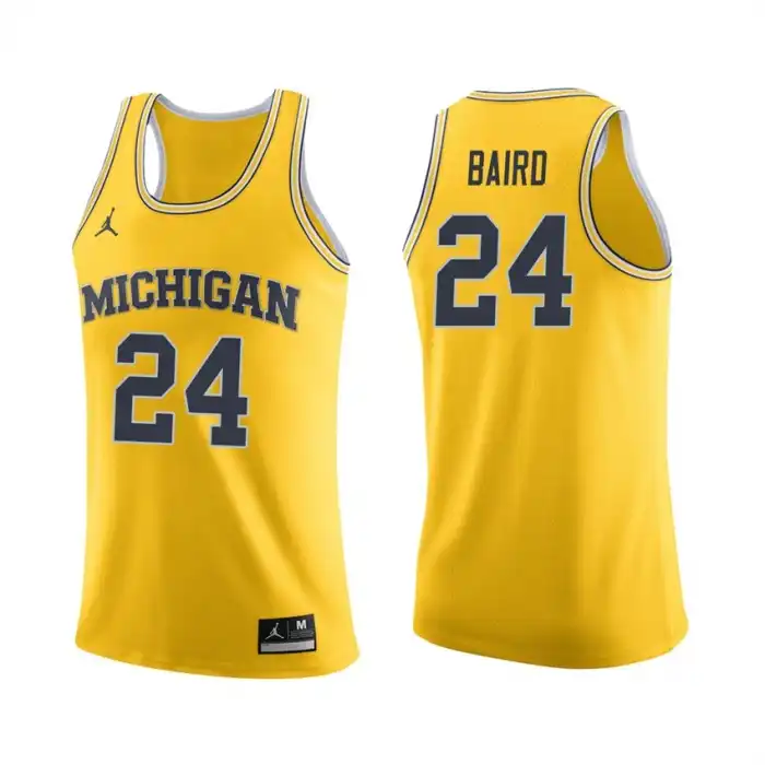 Michigan Wolverines Men's C.J. Baird #24 Maize College Basketball Jersey 2415YYVF8