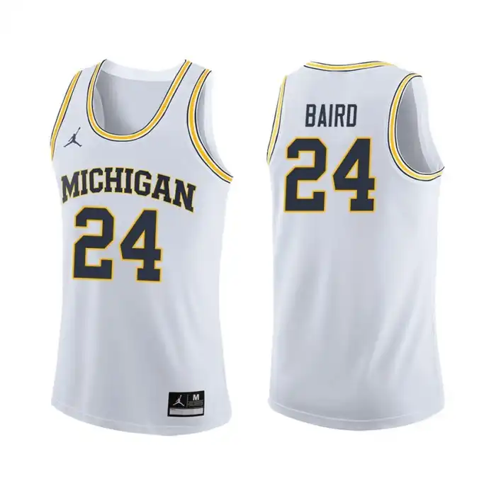 Michigan Wolverines Men's C.J. Baird #24 White College Basketball Jersey 2415EUOI2