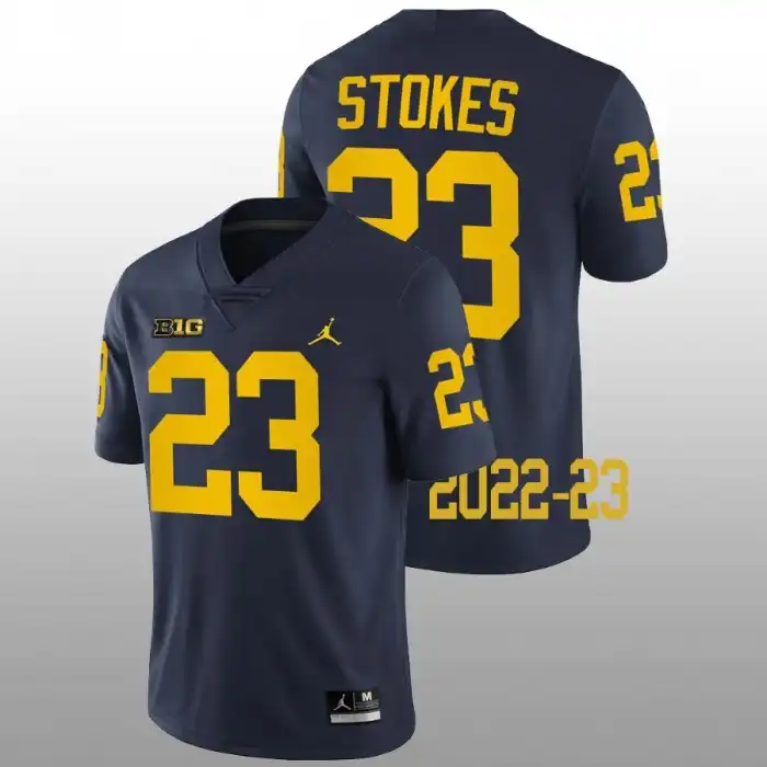 Michigan Wolverines Men's C.J. Stokes #23 Navy 2022-23 Game College Football Jersey 2415UQQD0