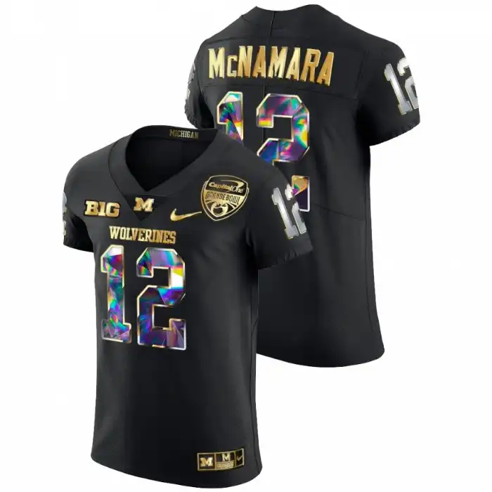 Michigan Wolverines Men's Cade McNamara #12 Black Golden Diamond Edition 2021 Orange Bowl College Football Jersey 2415IUHT6