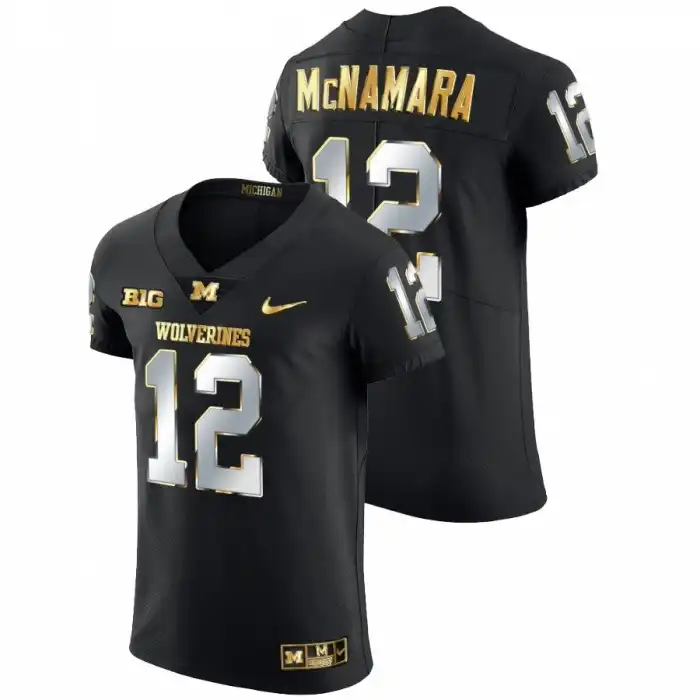 Michigan Wolverines Men's Cade McNamara #12 Black Golden Edition Elite 2021-22 College Football Jersey 2415GCWX1