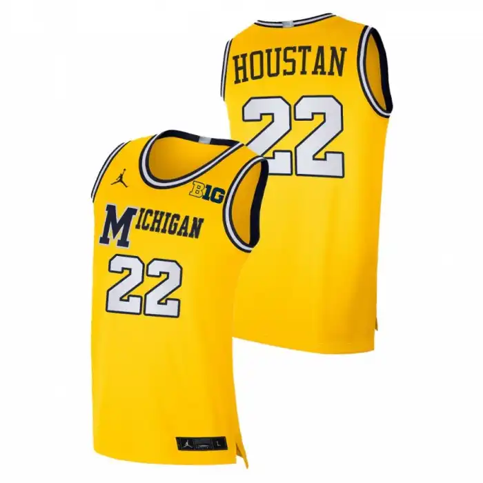 Michigan Wolverines Men's Caleb Houstan #22 Maize 2021 2022 NBA Draft top prospect Replica College Football Jersey 2415INAS0