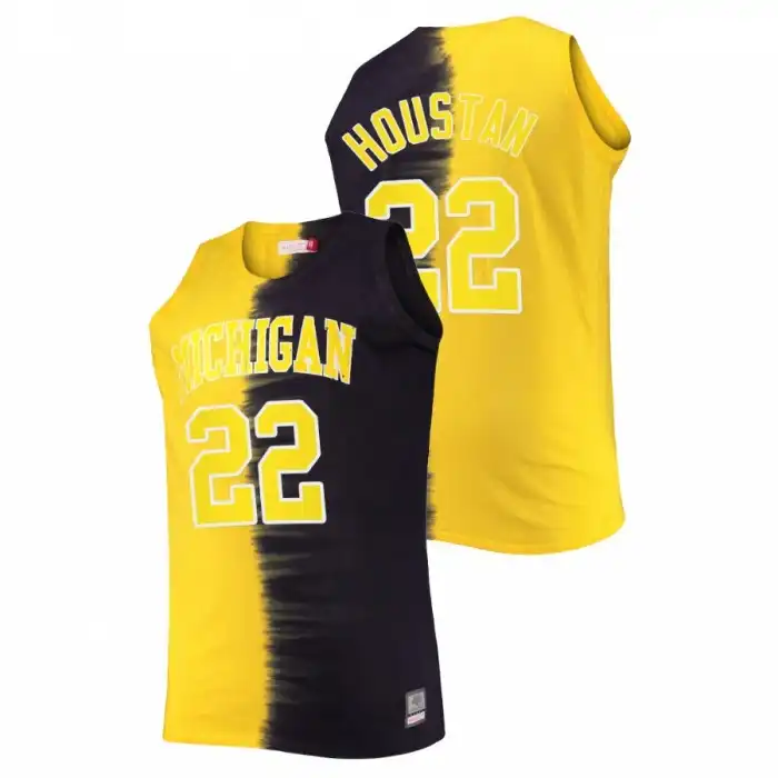 Michigan Wolverines Men's Caleb Houstan #22 Maize Navy Color Crash Classic Tie-Dye College Football Jersey 2415WMAP8