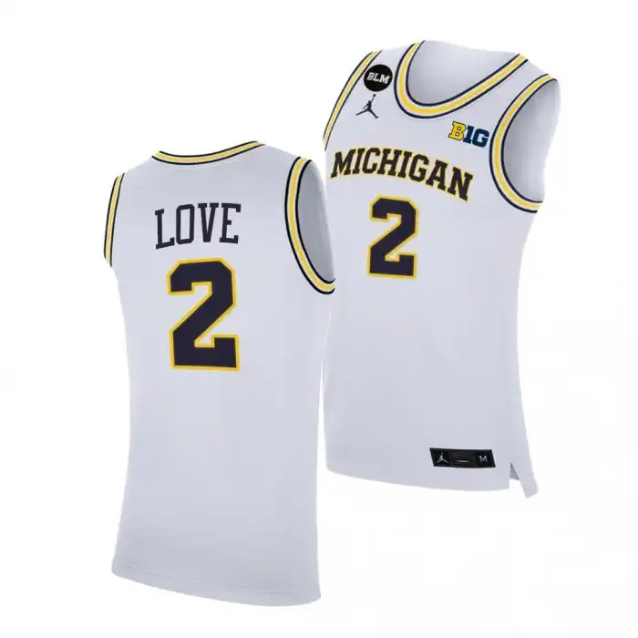 Michigan Wolverines Men's Caleb Love #2 White Replica College Basketball Jersey 2415KVQB0