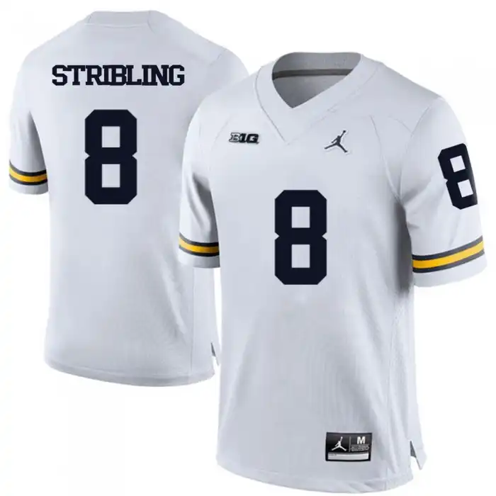 Michigan Wolverines Men's Channing Stribling #8 White College Football Jersey 2415IASC5