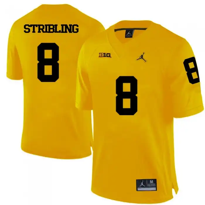 Michigan Wolverines Men's Channing Stribling #8 Yellow College Football Jersey 2415AXWF0