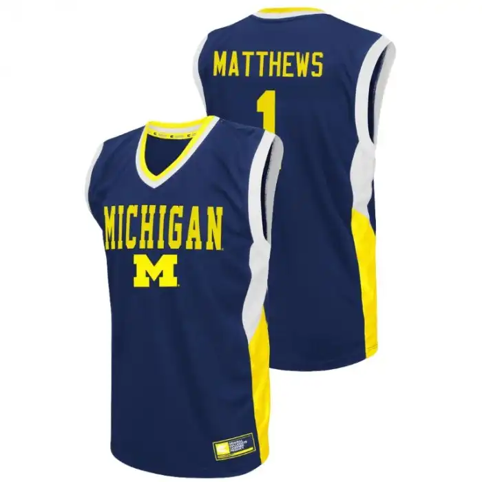 Michigan Wolverines Men's Charles Matthews #1 Fadeaway Blue College Basketball Jersey 2415CTDT3