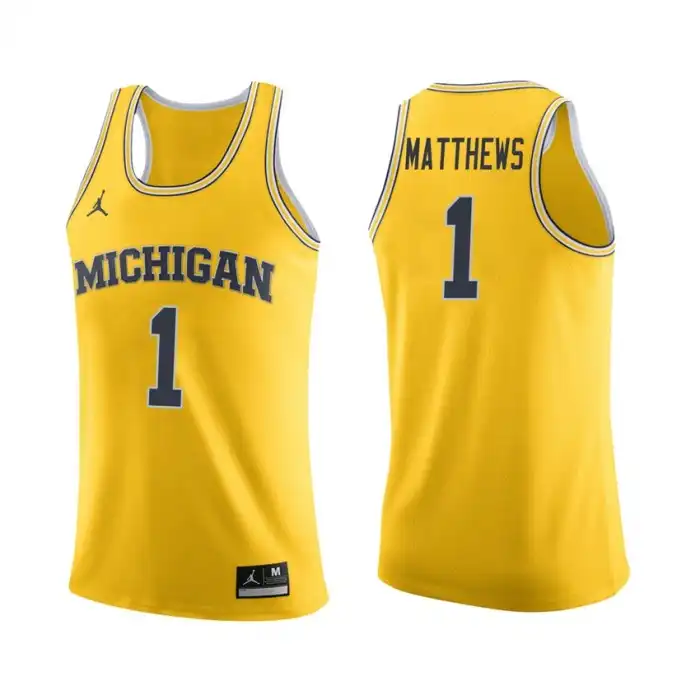 Michigan Wolverines Men's Charles Matthews #1 Maize College Basketball Jersey 2415JRBZ1