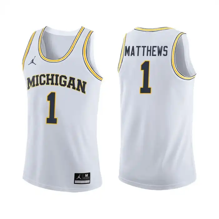 Michigan Wolverines Men's Charles Matthews #1 White College Basketball Jersey 2415EBMG4