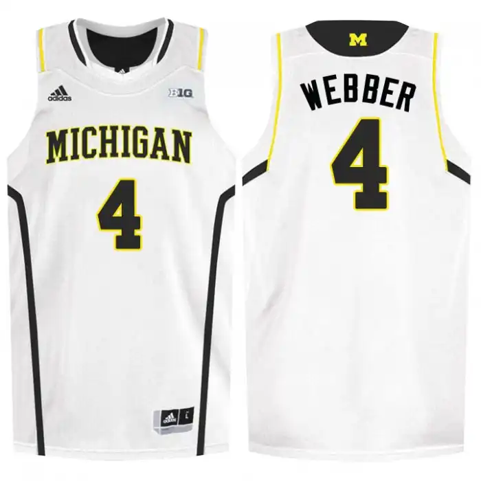 Michigan Wolverines Men's Chris Webber #4 High-School White NBA Player College Basketball Jersey 2415PHMK7