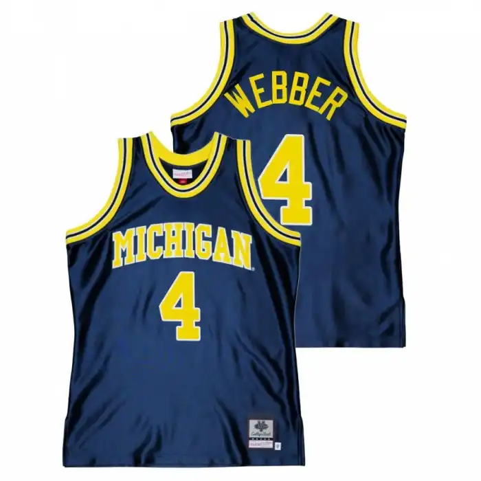 Michigan Wolverines Men's Chris Webber #4 Throwback Navy Alumni College Basketball Jersey 2415JHXL8