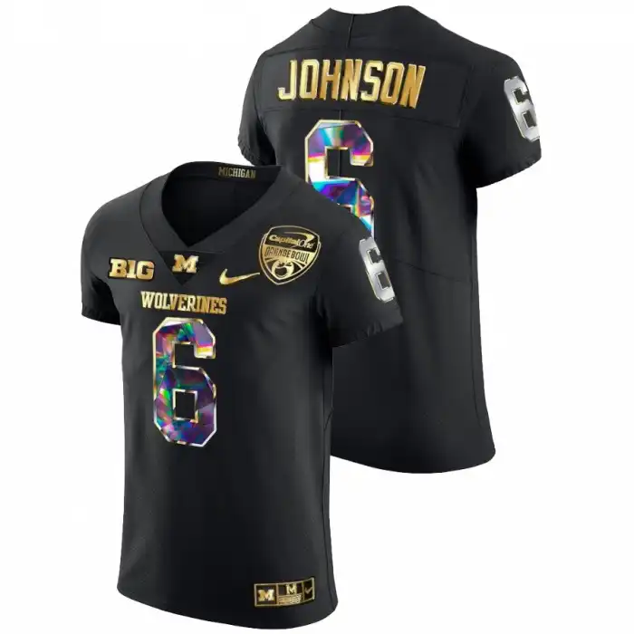 Michigan Wolverines Men's Cornelius Johnson #6 Black Golden Diamond Edition 2021 Orange Bowl College Football Jersey 2415DZMJ8