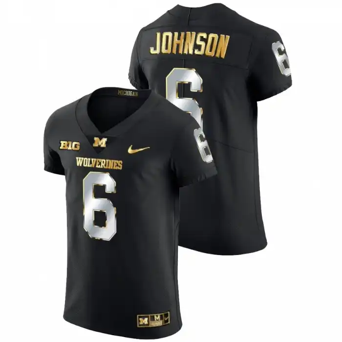 Michigan Wolverines Men's Cornelius Johnson #6 Black Golden Edition Elite 2021-22 College Football Jersey 2415BUPN1