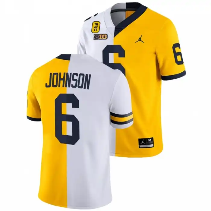 Michigan Wolverines Men's Cornelius Johnson #6 Limited Split White Edition TM 42 Patch Maize College Football Jersey 2415ONAZ0