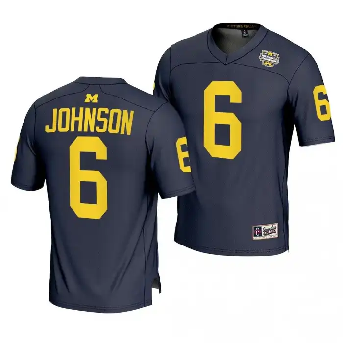 Michigan Wolverines Men's Cornelius Johnson #6 Navy CFBPlayoff 2023 National Champions Lightweight Fashion College Football Jersey 2415POHT0