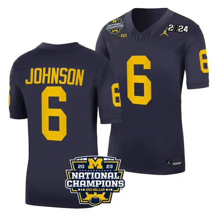 Michigan Wolverines Men's Cornelius Johnson #6 Navy CFBPlayoff 2023 National Champions Limited FUSE College Football Jersey 2415NSQO6