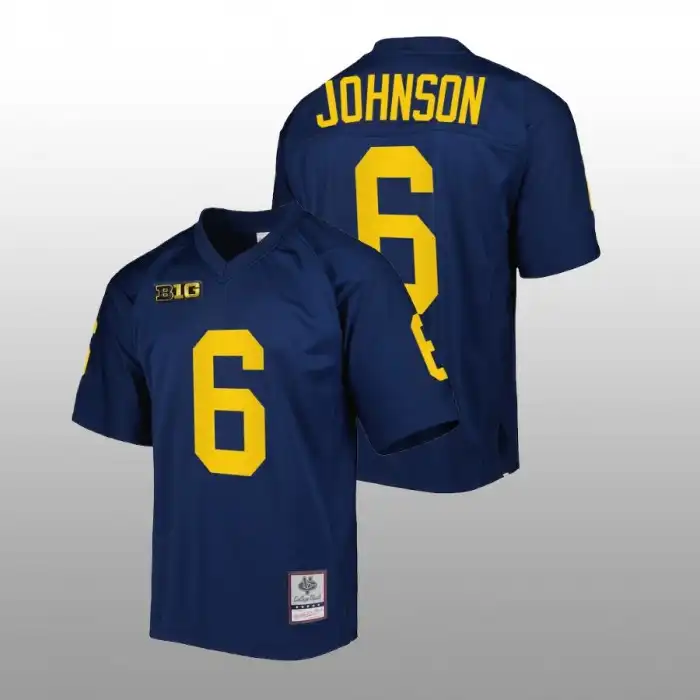 Michigan Wolverines Men's Cornelius Johnson #6 Navy Mitchell Ness Authentic College Football Jersey 2415QBFO2