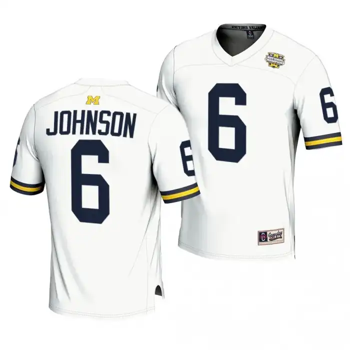 Michigan Wolverines Men's Cornelius Johnson #6 White CFBPlayoff 2023 National Champions Lightweight Fashion College Football Jersey 2415SRMU3