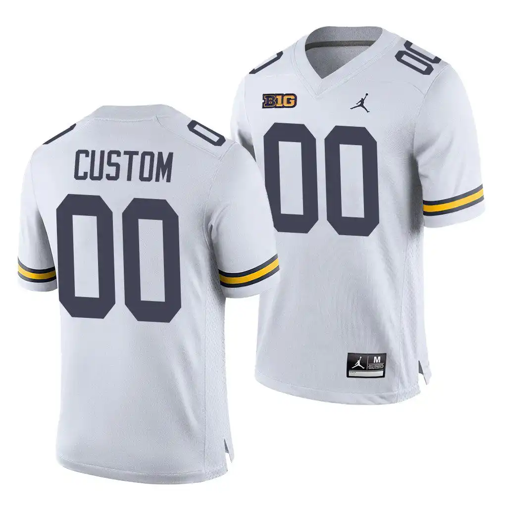 Michigan Wolverines Men's Custom #00 Away White Game College Football Jersey 2415VLPP8